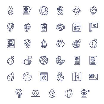 World Professional Set with 35 Regular Line Grid Fitted High Resolution Icons vector