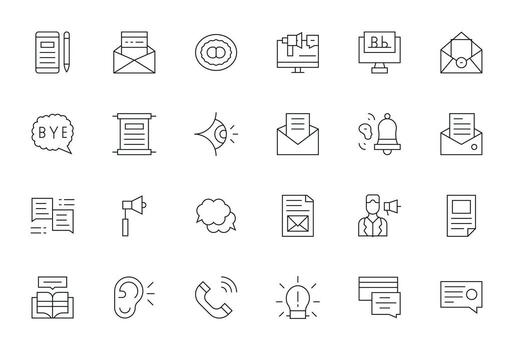 mensaje icono caja de herramientas presentando 24 píxel Perfecto 256x256 Delgado línea elementos vector