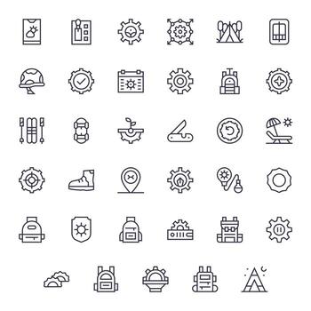 Gear Icon Collection featuring 35 Pixel Optimized High Resolution Regular Line Designs vector