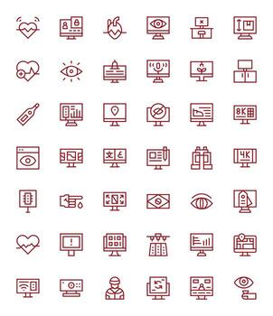 42 íconos inspirado por monitor en píxel alineado 256x256 regular línea calidad vector