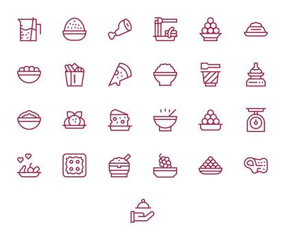 Portion Ultimate Package with 25 64x64 Regular Line Pixel Optimized Icons vector