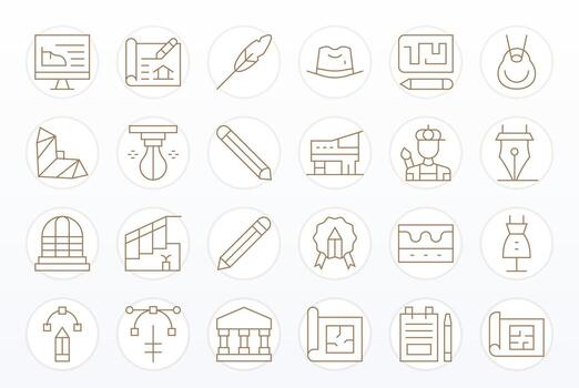 Sketch Icon Repository containing 24 Thin Line 256x256 PIXEL Perfect graphics vector