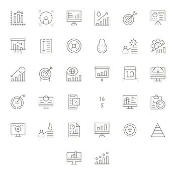 Metrics Modern Collection with 32 Thin Line 64x64 Display Perfect Icons vector
