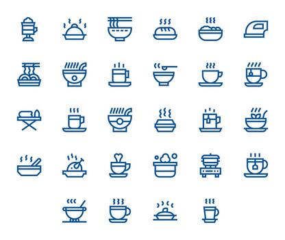 28 Bold Line Icons for Steaming in crisp 128x128 Grid Fitted resolution vector