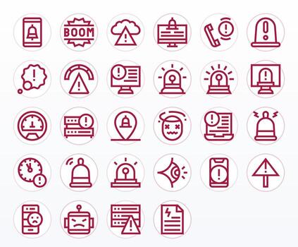 28 Bold Line Grid Fitted Icons tailored for Critical 256x256 interface vector
