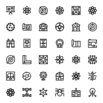 36 Bold Line Icons from Schematic in High Resolution Grid Fitted Quality vector