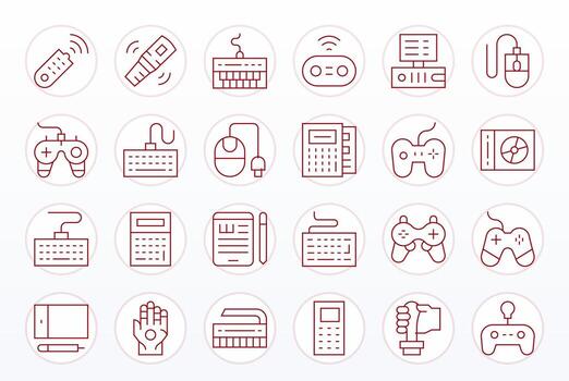 entrada dispositivo diseño íconos presentando 24 píxel alineado Delgado línea estilo vector