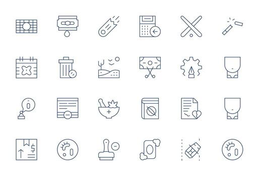 Void Icon Set with 24 Thin Line High Resolution Editable Graphics vector