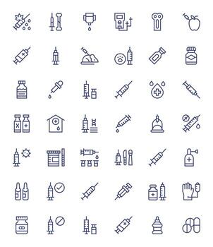 Injection Icon Library with 42 Regular Line 128x128 Display Perfect Designs vector
