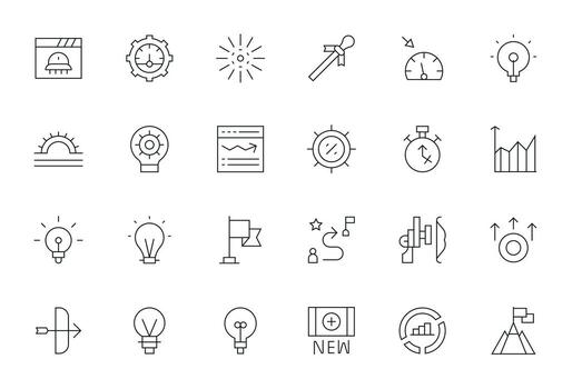 Progress Indicator Professional Set with 24 Thin Line Pixel Aligned Retina Ready Icons vector