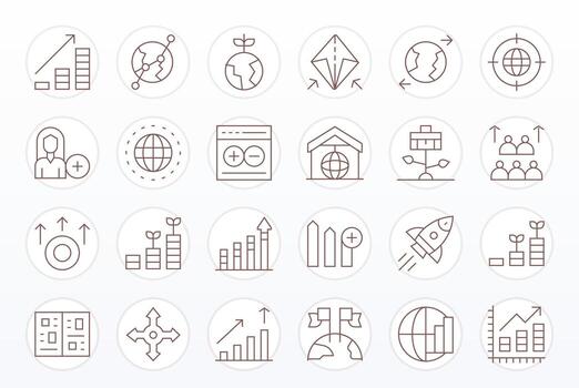 24 Thin Line Icons for Expansion in crisp 256x256 Pixel Optimized resolution vector