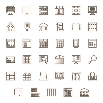 35 regular línea píxel Perfecto íconos para columnas gráficos vector