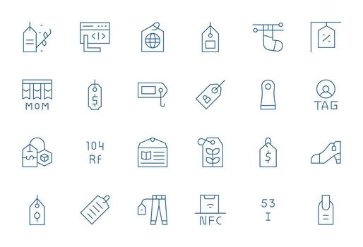 24 128x128 Thin Line Icons optimized for Tag Display Perfect display vector
