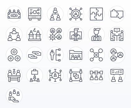 Collaboration Premium Bundle with 25 High Resolution Pixel Aligned Regular Line Icons vector