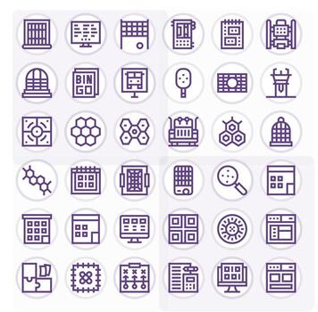 36 Icons for Grid featuring 128x128 Display Perfect Bold Line Graphics vector