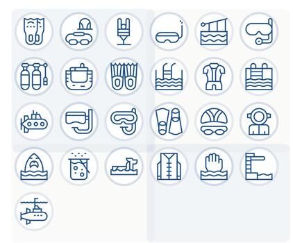 Regular Line PIXEL Perfect Icons from Diving Set with 25 High Resolution Icons vector