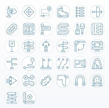32 Icons inspired by Path in Pixel Optimized Retina Ready Thin Line quality vector