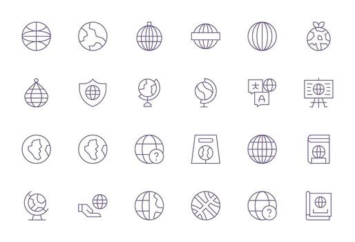 globo último paquete con 24 128x128 Delgado línea monitor Perfecto íconos vector