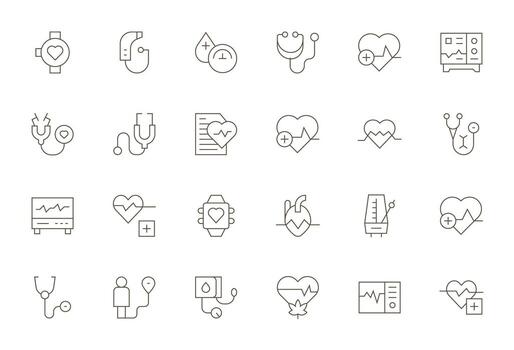 Pulse featuring 24 128x128 Icons in Thin Line Design vector
