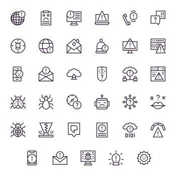 problema moderno colección con 35 regular línea 64 x 64 píxel optimizado íconos vector