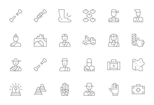 Accident Complete Package with 24 High Resolution Thin Line PIXEL Perfect Icons vector