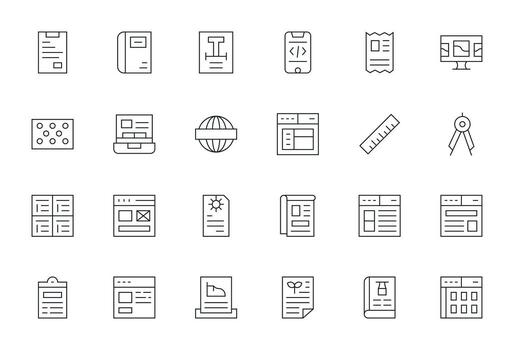 24 High Resolution Editable Icons for Template in Thin Line Theme vector