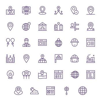 Regular Line Grid Fitted Icons from Site Set with 35 High Resolution Icons vector