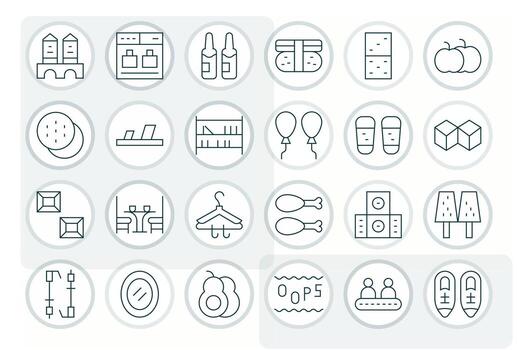 24 Thin Line Grid Fitted Icons for Two Graphics vector