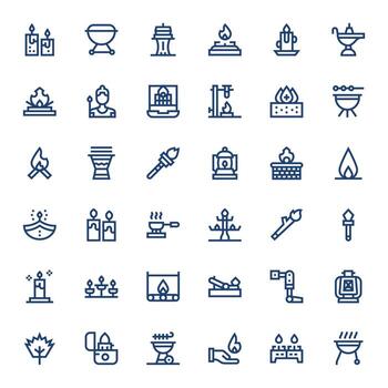 Flame Icon Set with 36 Bold Line High Resolution PIXEL Perfect Graphics vector
