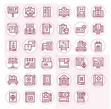 documentación visual paquete conteniendo 35 regular línea píxel Perfecto íconos vector