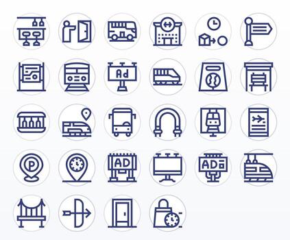 28 64x64 Bold Line Icons optimized for Transit Pixel Optimized display vector