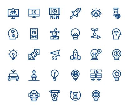 28 Icons for Innovation optimized in Detail Enhanced 256x256 Bold Line resolution vector