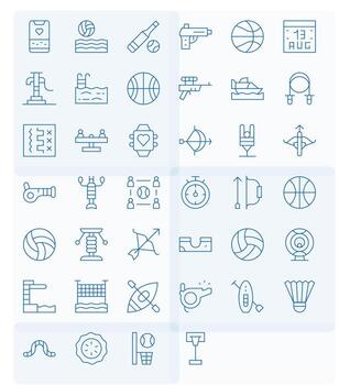 Activity Exclusive Set featuring 40 Thin Line Pixel Optimized 128x128 Icons vector
