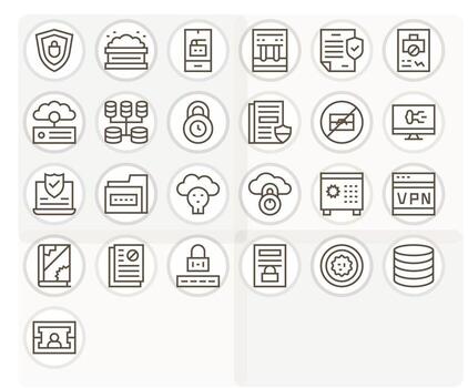 25 Regular Line Editable 64x64 Icons from Data Security Suite vector