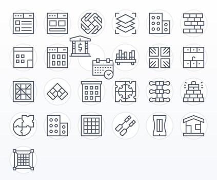 25 Pixel Aligned 128x128 Icons for Modular in elegant Regular Line design vector