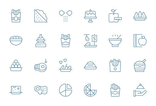 Portion Icon Toolkit featuring 24 Grid Fitted 256x256 Thin Line elements vector