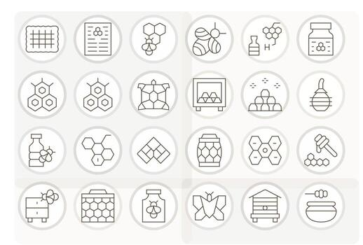 Honeycomb Icon Toolkit featuring 24 Pixel Optimized 256x256 Thin Line elements vector