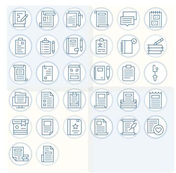 Memo Retina Ready Icon Pack with 32 Thin Line Pixel Optimized Elements vector