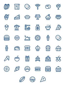 45 Icons for Delicious featuring High Resolution Pixel Aligned Bold Line Graphics vector