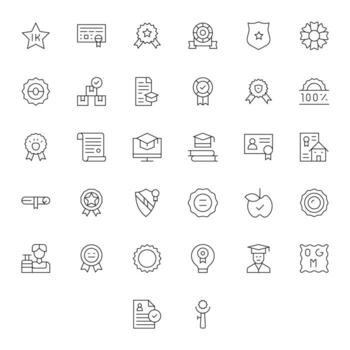 32 Retina Ready Thin Line Icons optimized for Certification Pixel Optimized display vector