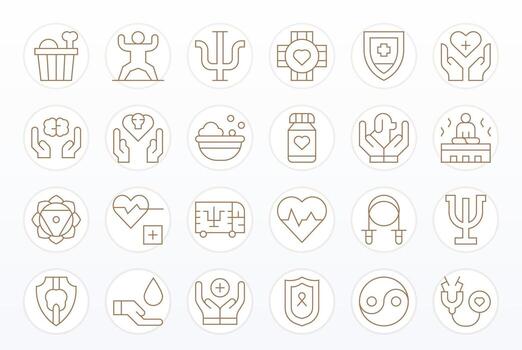 Wellbeing Ultimate Package with 24 High Resolution Thin Line Display Perfect Icons vector