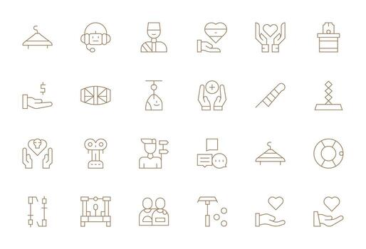 Support System Icon Toolkit featuring 24 Grid Fitted 256x256 Thin Line elements vector
