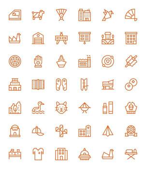 42 Icons for Flat featuring High Resolution Detail Enhanced Regular Line Graphics vector