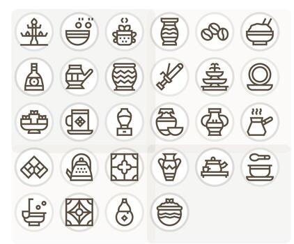Ceramic Icon Toolkit featuring 28 Pixel Aligned High Resolution Bold Line elements vector