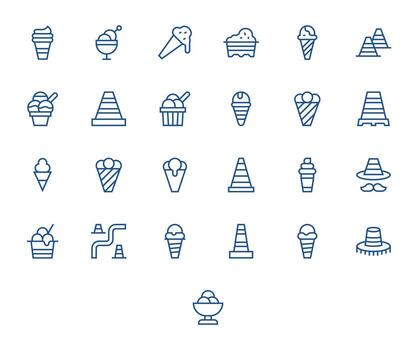 25 128x128 Regular Line Display Perfect Icons for Cone Projects vector