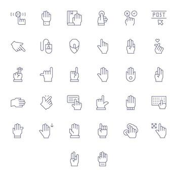 Click Comprehensive Bundle with 32 PIXEL Perfect Thin Line 128x128 Icons vector