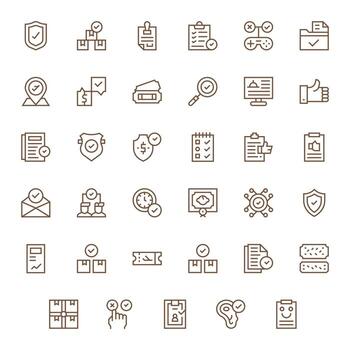 35 Regular Line Icons for Confirmation in crisp Retina Ready Display Perfect resolution vector