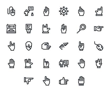 Pointing Ultimate Package with 28 High Resolution Bold Line Pixel Aligned Icons vector