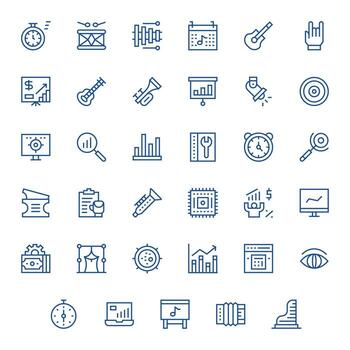 Performance Essential Set including 35 PIXEL Perfect Regular Line High Resolution Icons vector