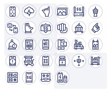 28 128x128 Bold Line Icons for Mobile with Pixel Optimized precision vector